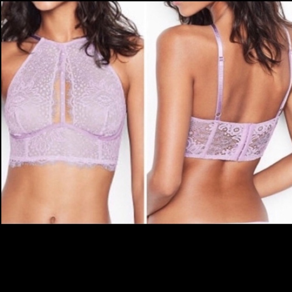 Victoria’s Secret Very Sexy Bra Size 34C Long Line Unlined Plunge Lavender New - Picture 2 of 8